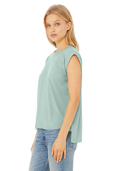 FLOWY MUSCLE TEE WITH ROLLED CUFF