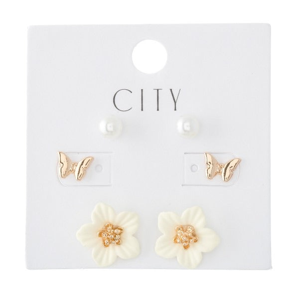 Butterfly/Flower Earring Set