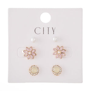 Opal Pearl Flower Earring Set